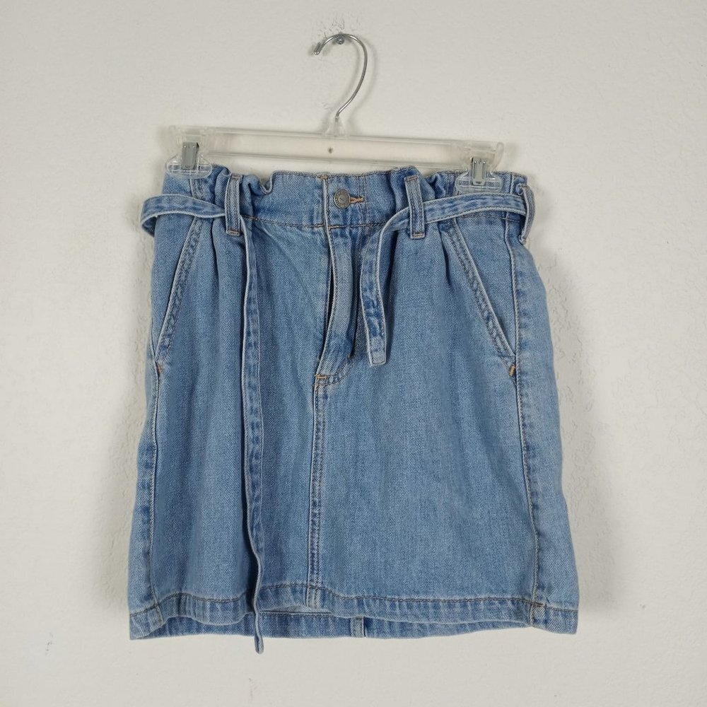 Hollister Ultra High Rise Denim Jean Skirt Sz 1 W25 Ties